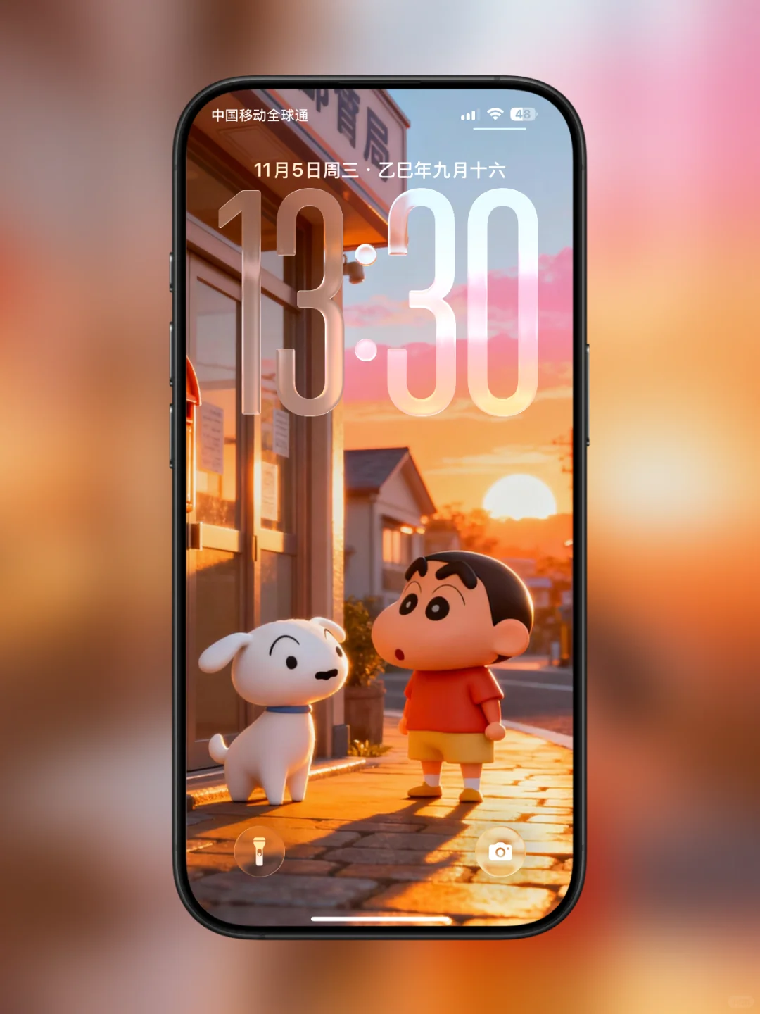 蜡笔小新夕阳壁纸 治愈又好看