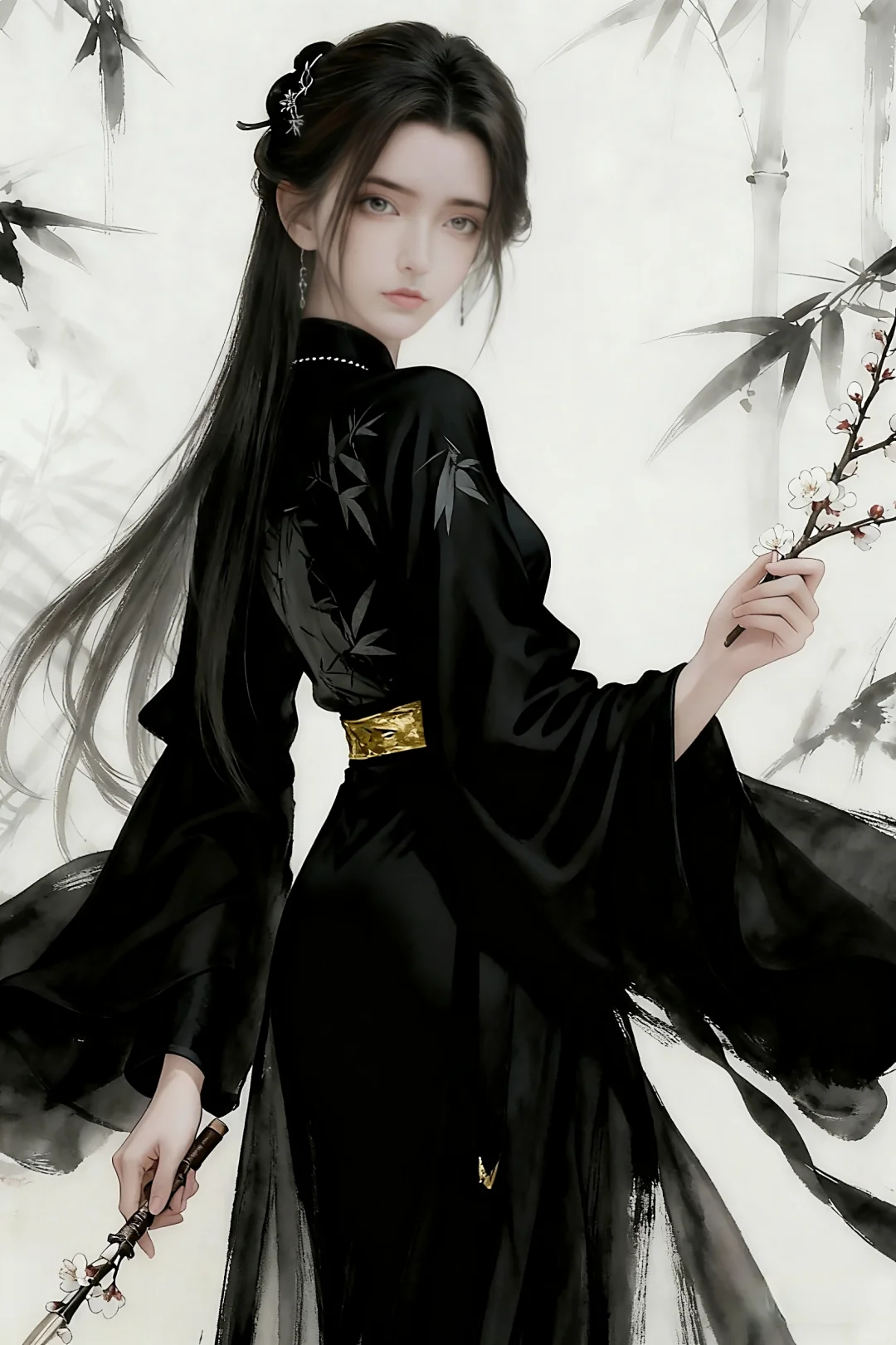 油墨画中的奶琪