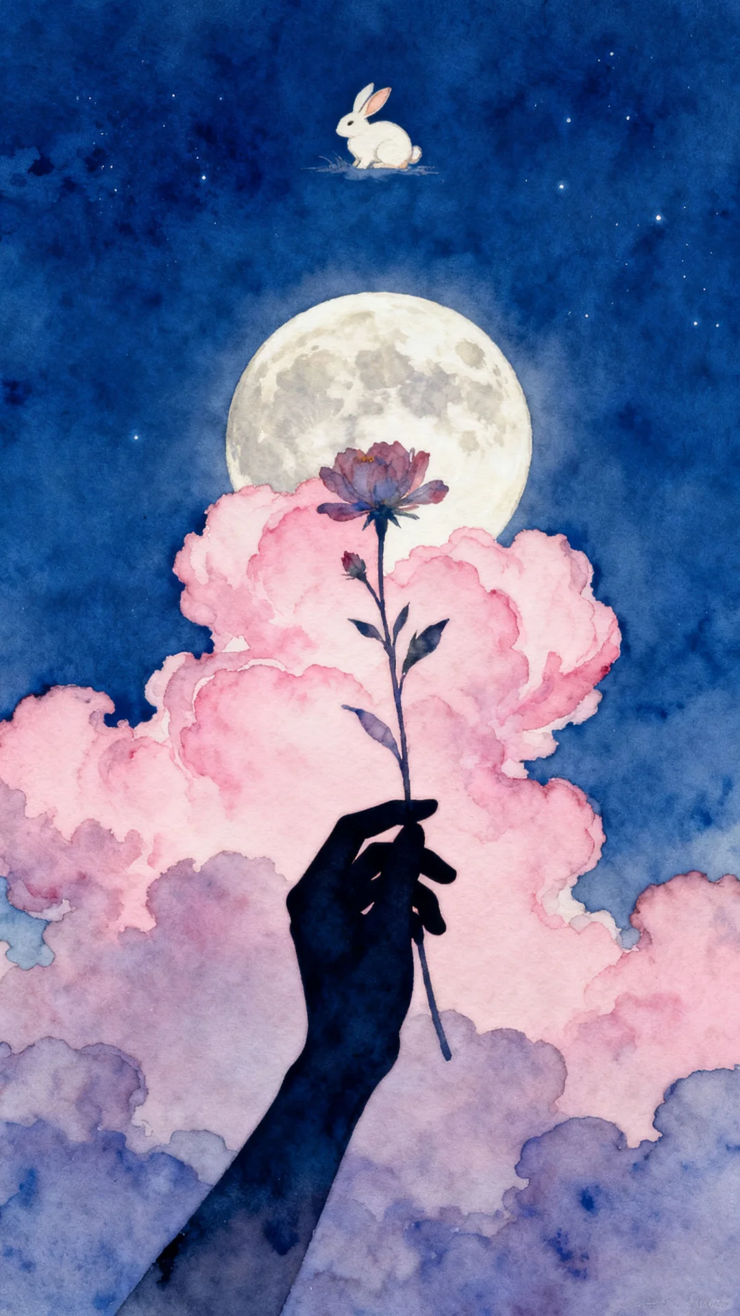 手机壁纸，那兔儿和花，一定很幸福吧～