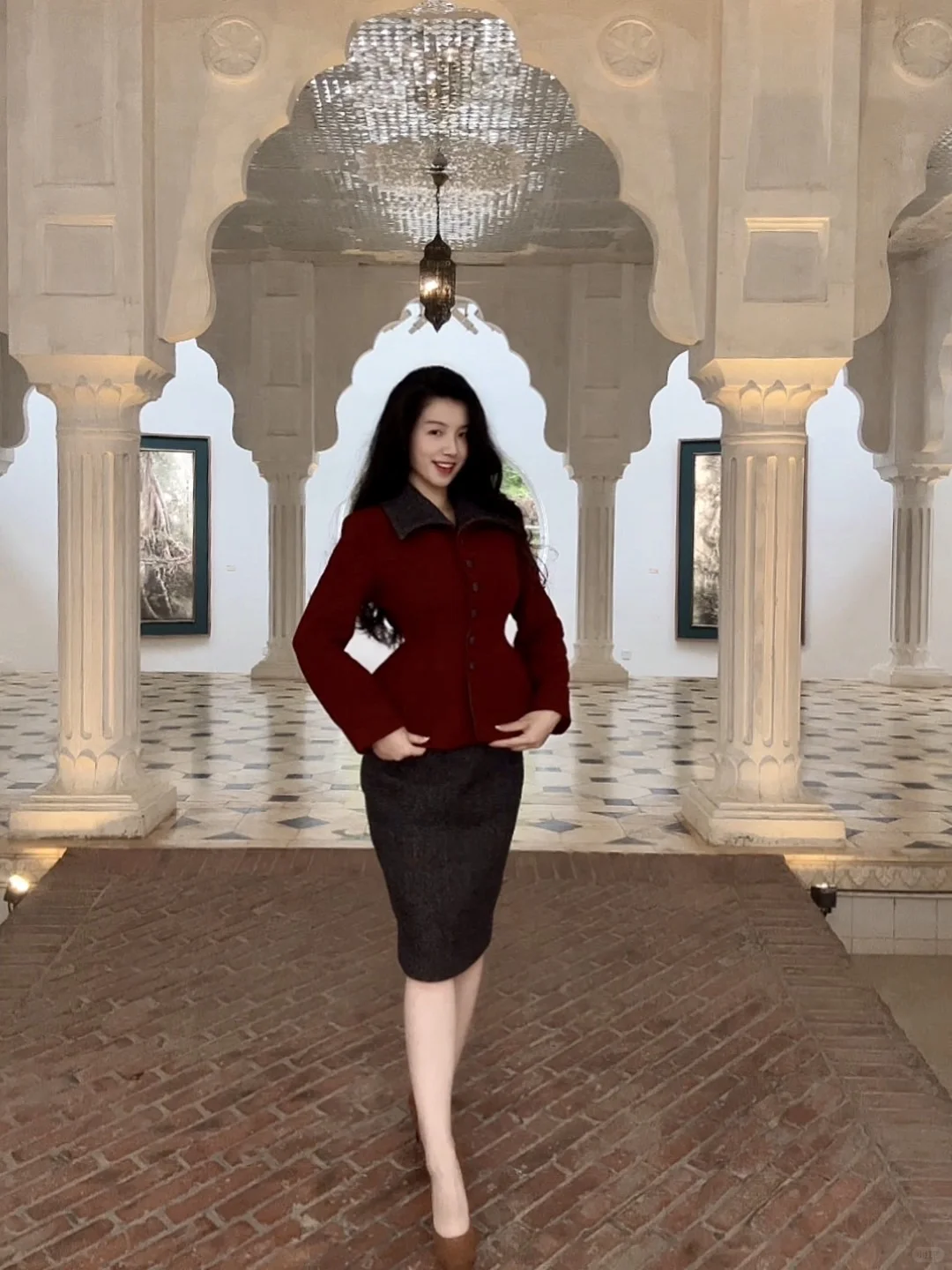 上身1秒掐腰复古套装！！！