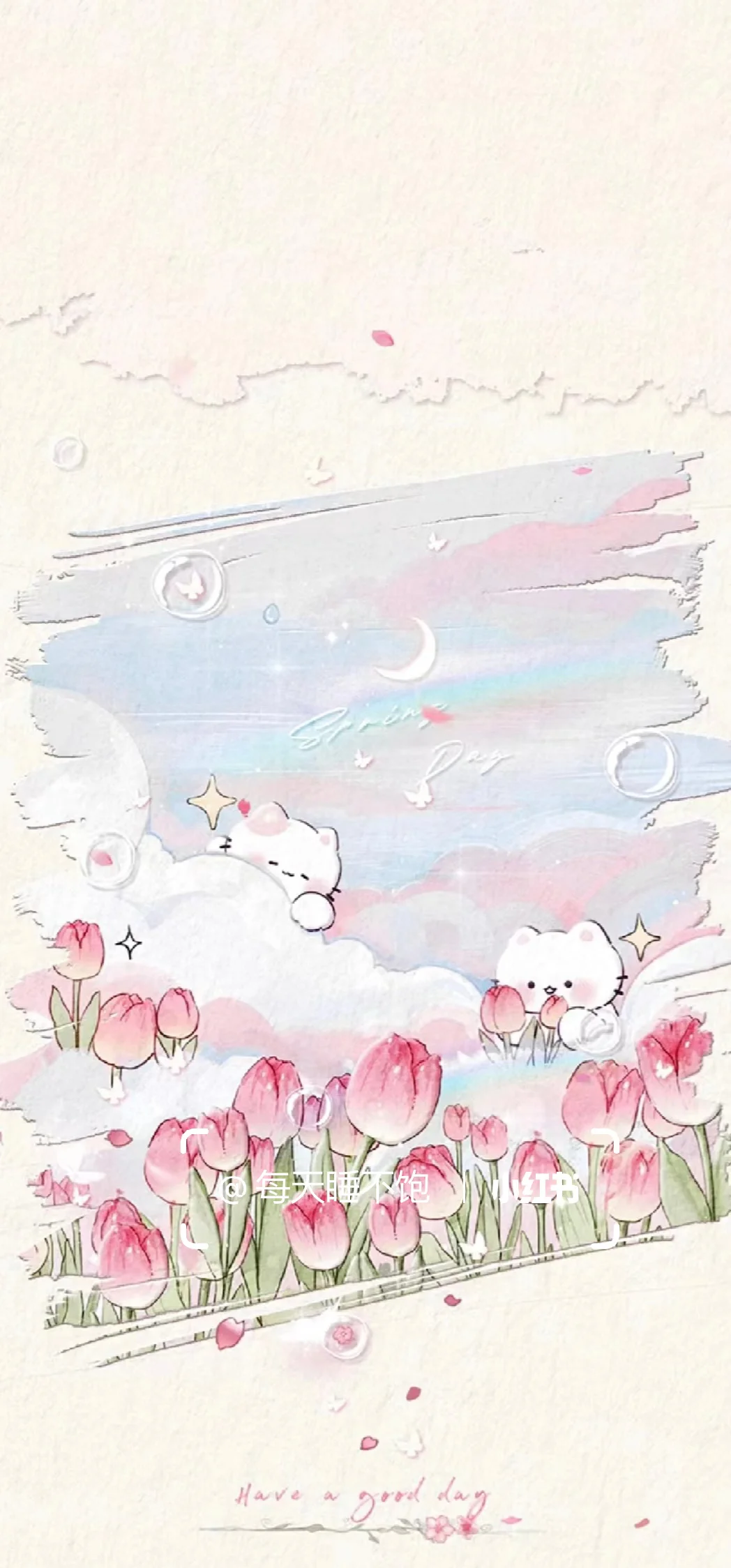 郁金香小猫｜手机壁纸