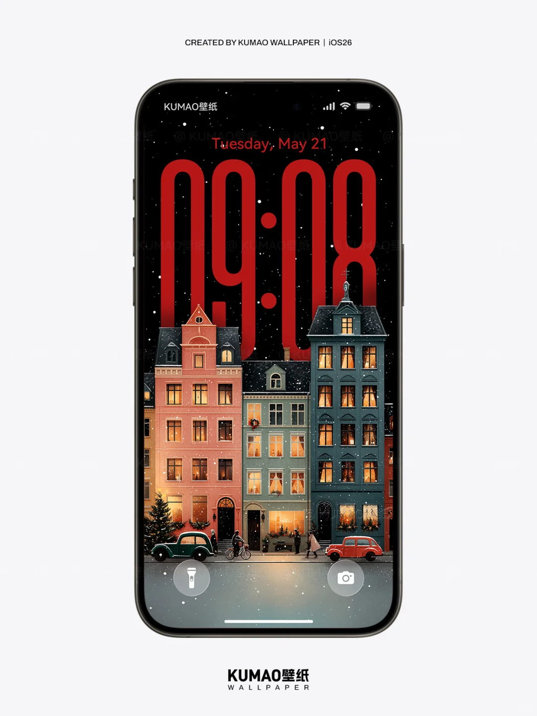 冬日小镇｜温馨街道圣诞氛围渐浓｜艺术壁纸