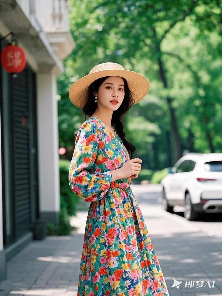 春季穿搭｜这件印花长裙也太春天了吧