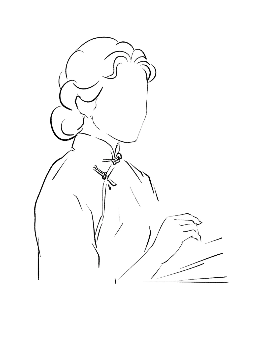 哎呀，线稿美女简单画