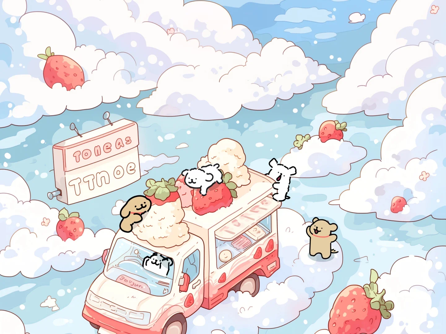 线条小狗iPad壁纸｜柿光流年