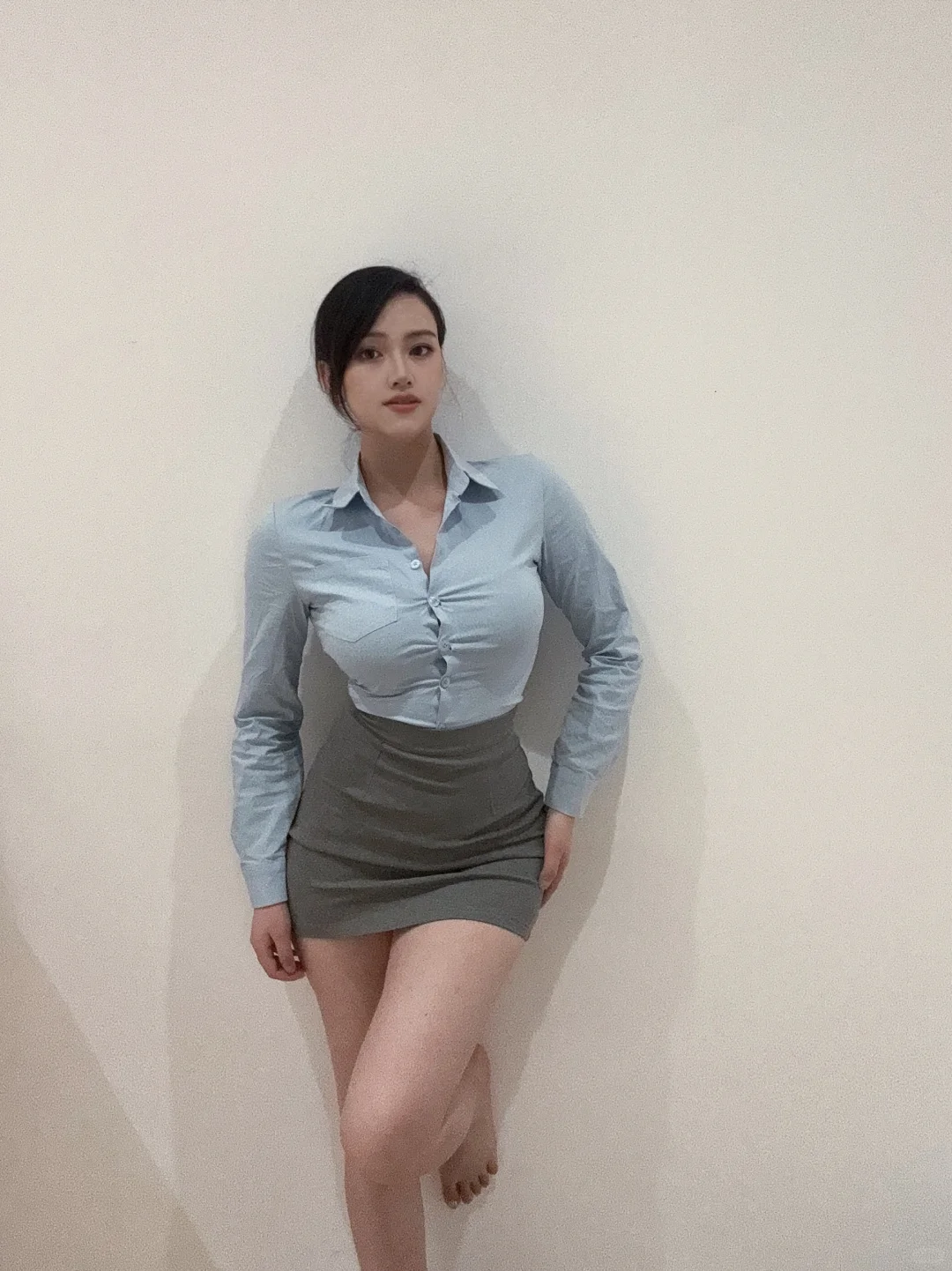 OL风穿搭 蓝色衬衫真的太好看啦