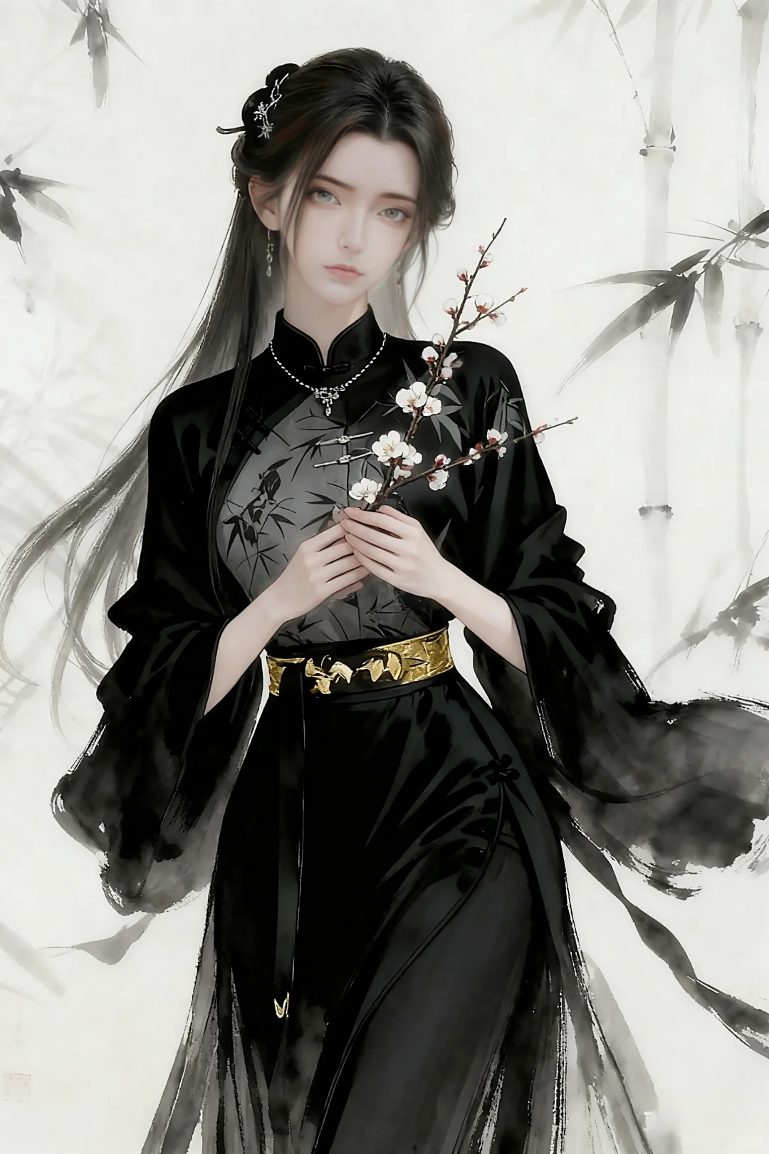 油墨画中的奶琪