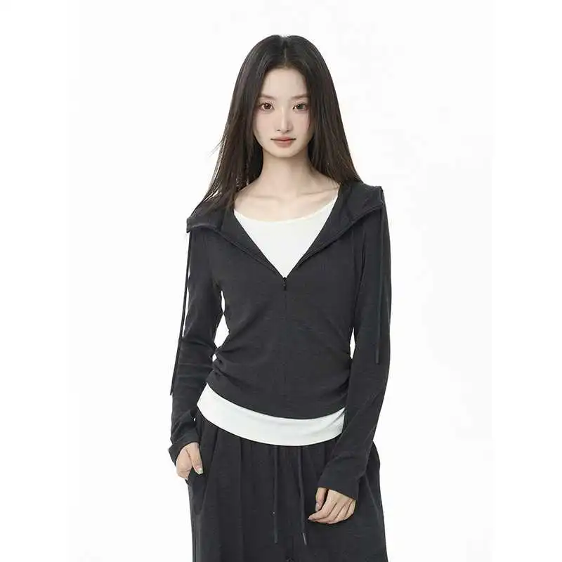 iiiamX 2025新款深灰假两件连帽运动🎈