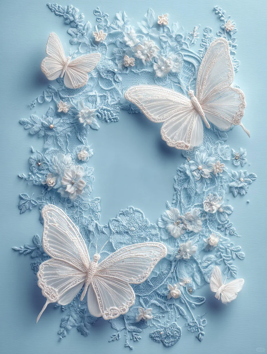 蕾丝蝴蝶 时尚海报 单色设计 3d立体风格