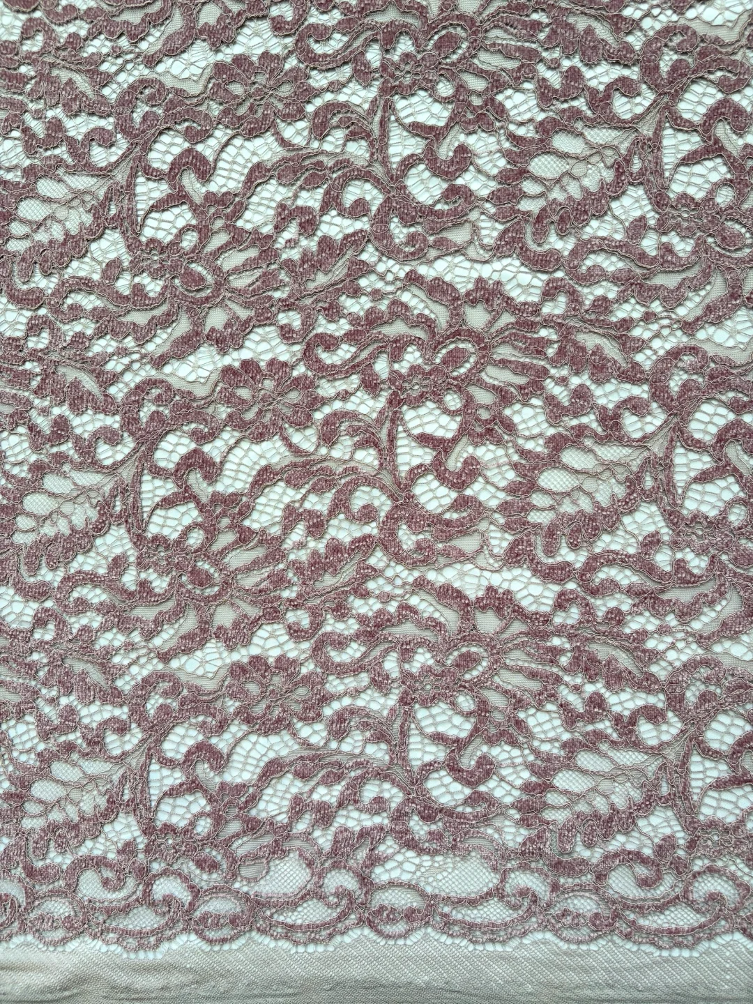 玫瑰花蕾丝｜复古红雪尼尔蕾丝