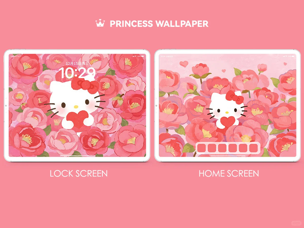 1105#🌸HelloKitty满屏山茶❤️平板壁纸