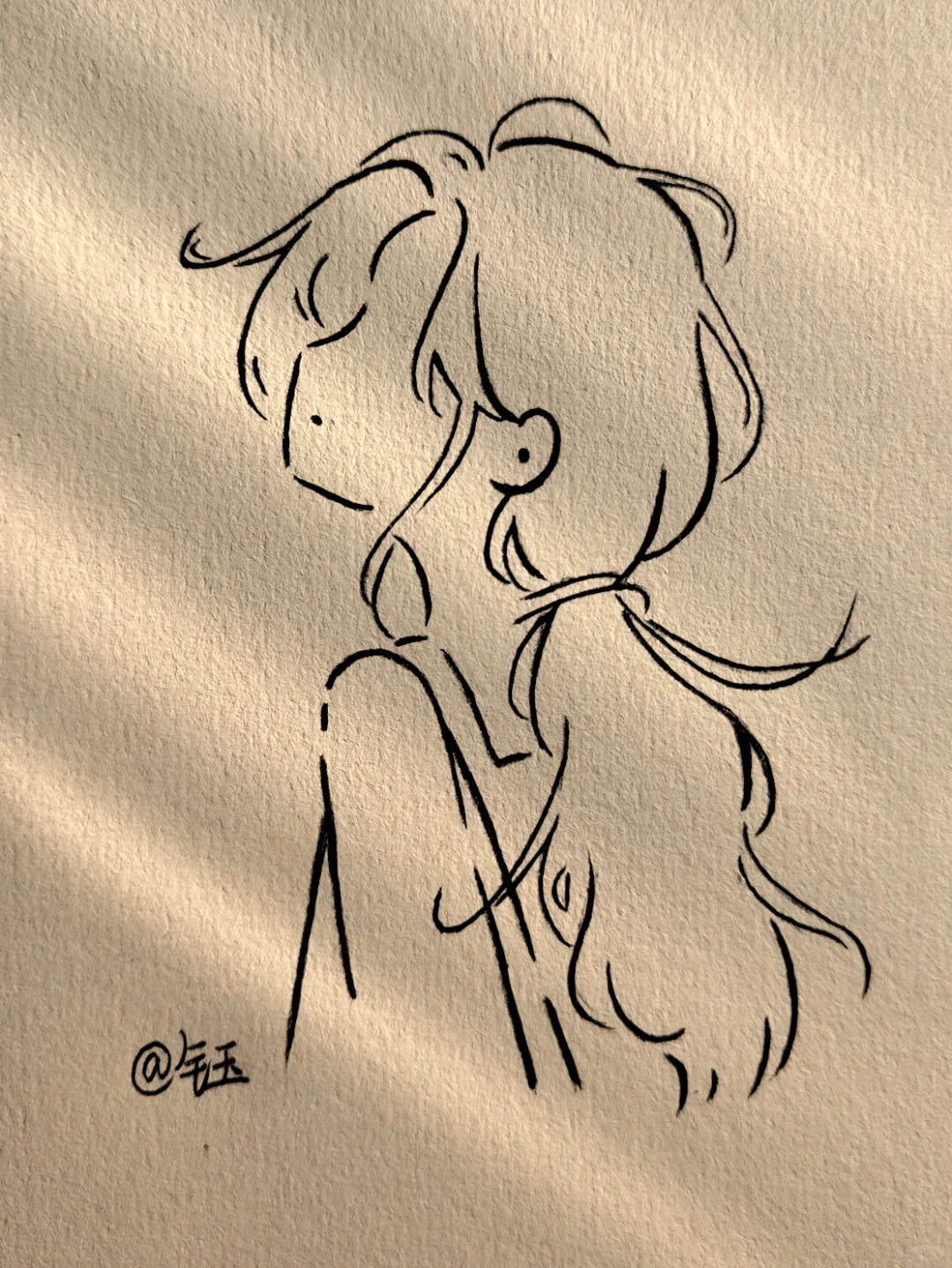 简笔画：侧脸女孩，好喜欢！❤️❤️❤️