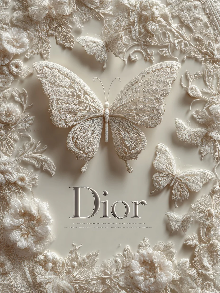 蕾丝蝴蝶 时尚海报 单色设计 3d立体风格