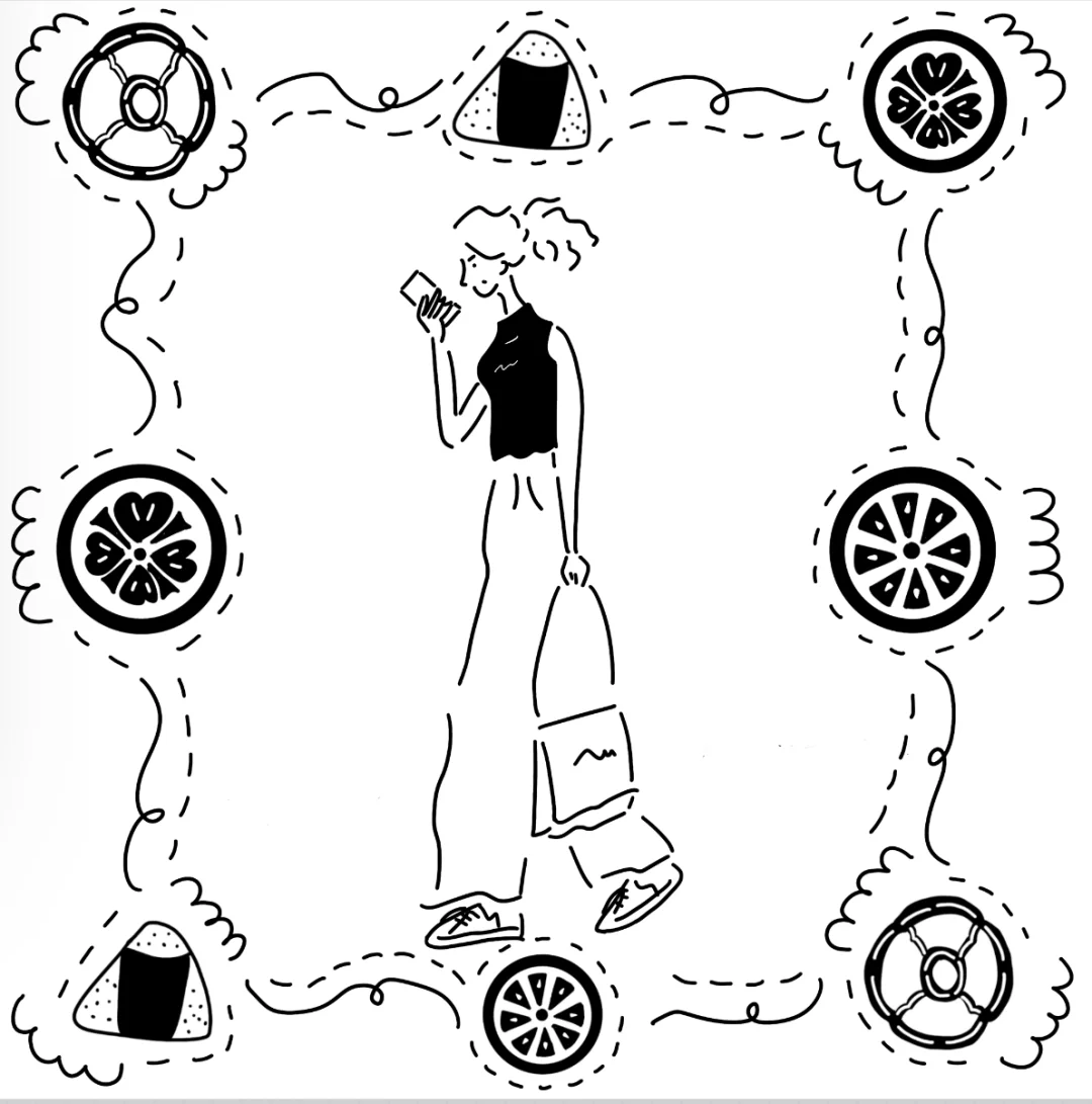 绘画打卡｜第119天 走路看手机女孩