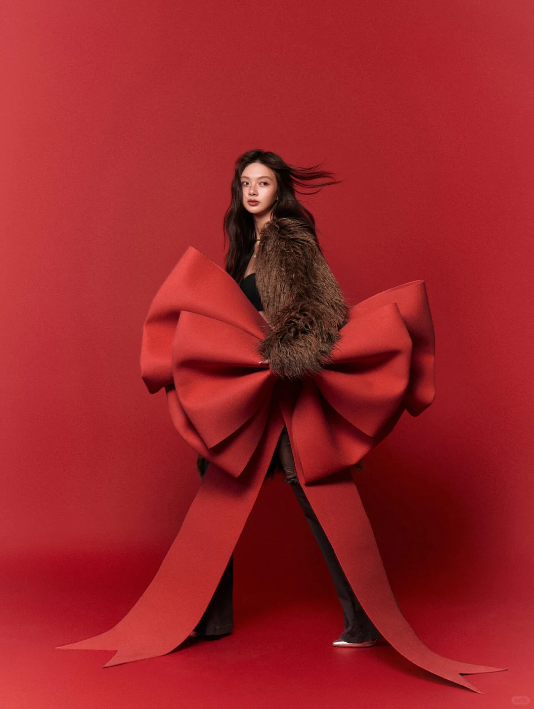 好特别！红色蝴蝶结🎀圣诞写真又酷又美