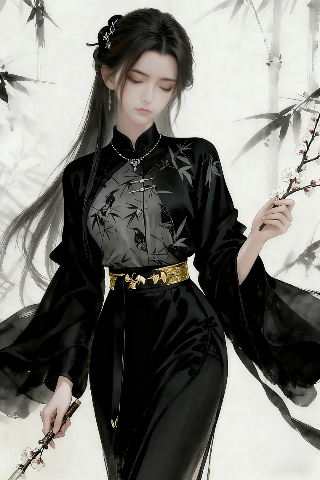 油墨画中的奶琪