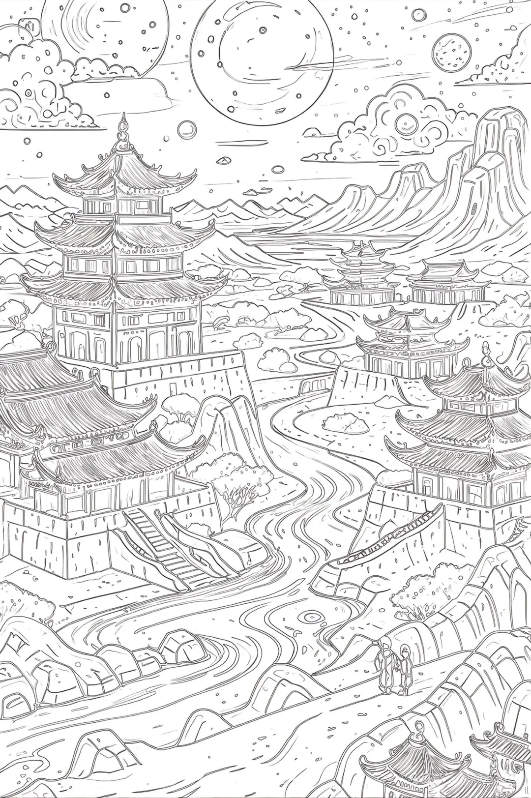 上班摸鱼线条画（复杂期）