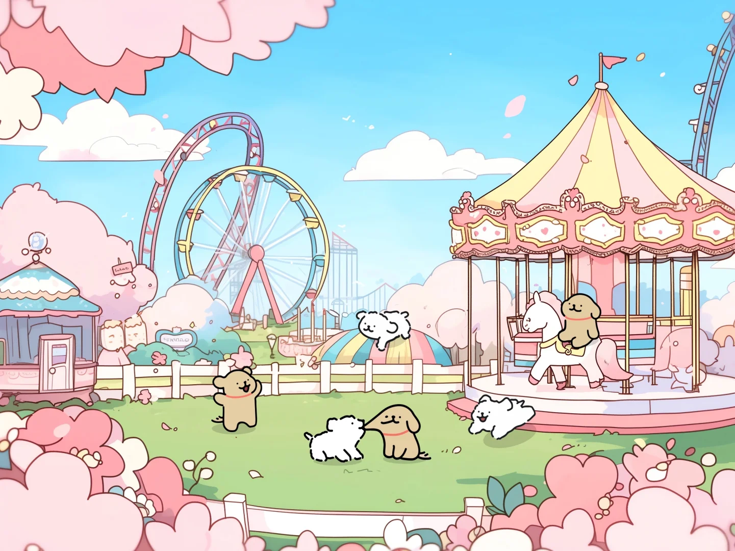 线条小狗iPad壁纸｜柿光流年