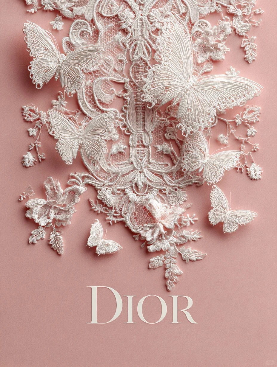 蕾丝蝴蝶 时尚海报 单色设计 3d立体风格