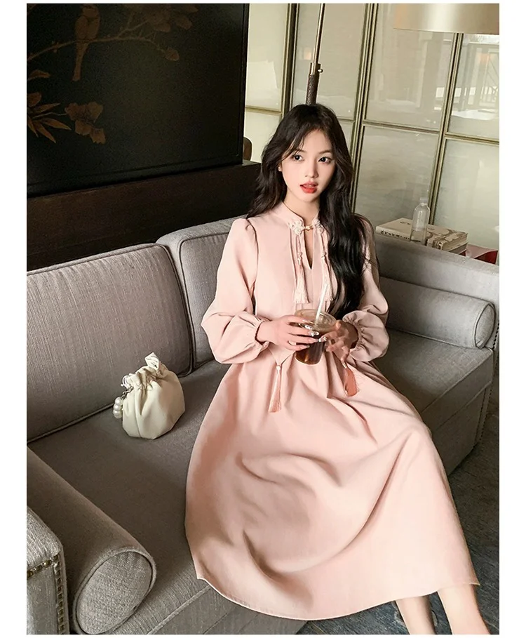 新中式粉色娇嫩连衣裙 留洋大小姐