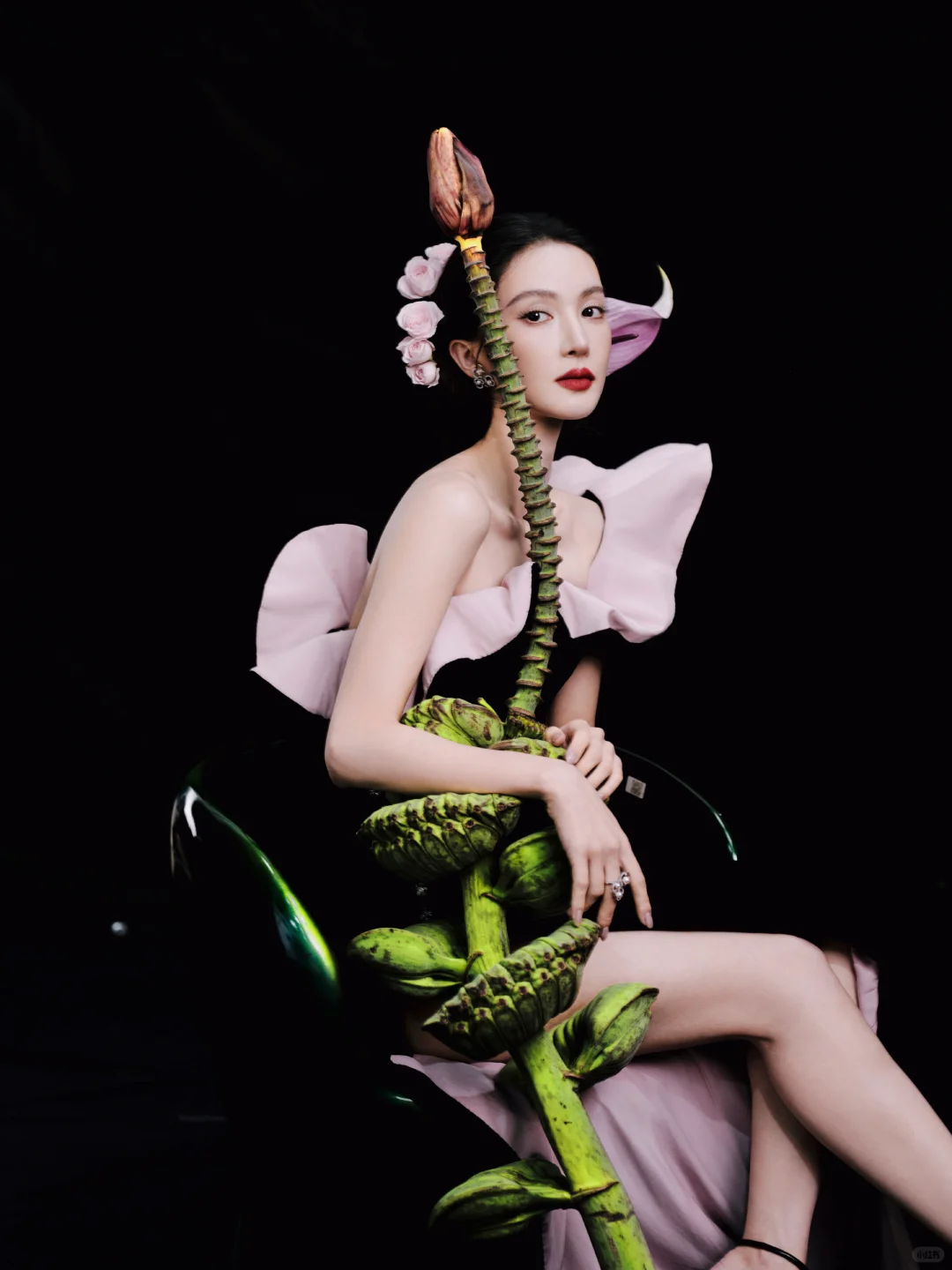 金晨，性感开叉长裙，大长腿