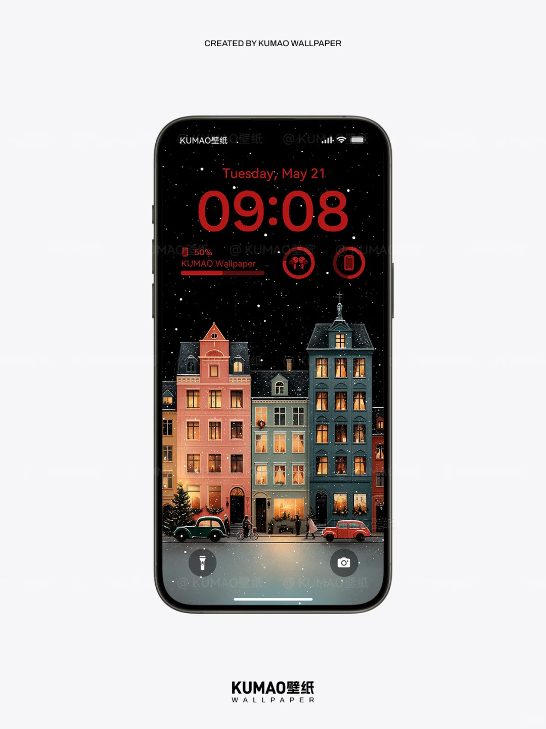 冬日小镇｜温馨街道圣诞氛围渐浓｜艺术壁纸