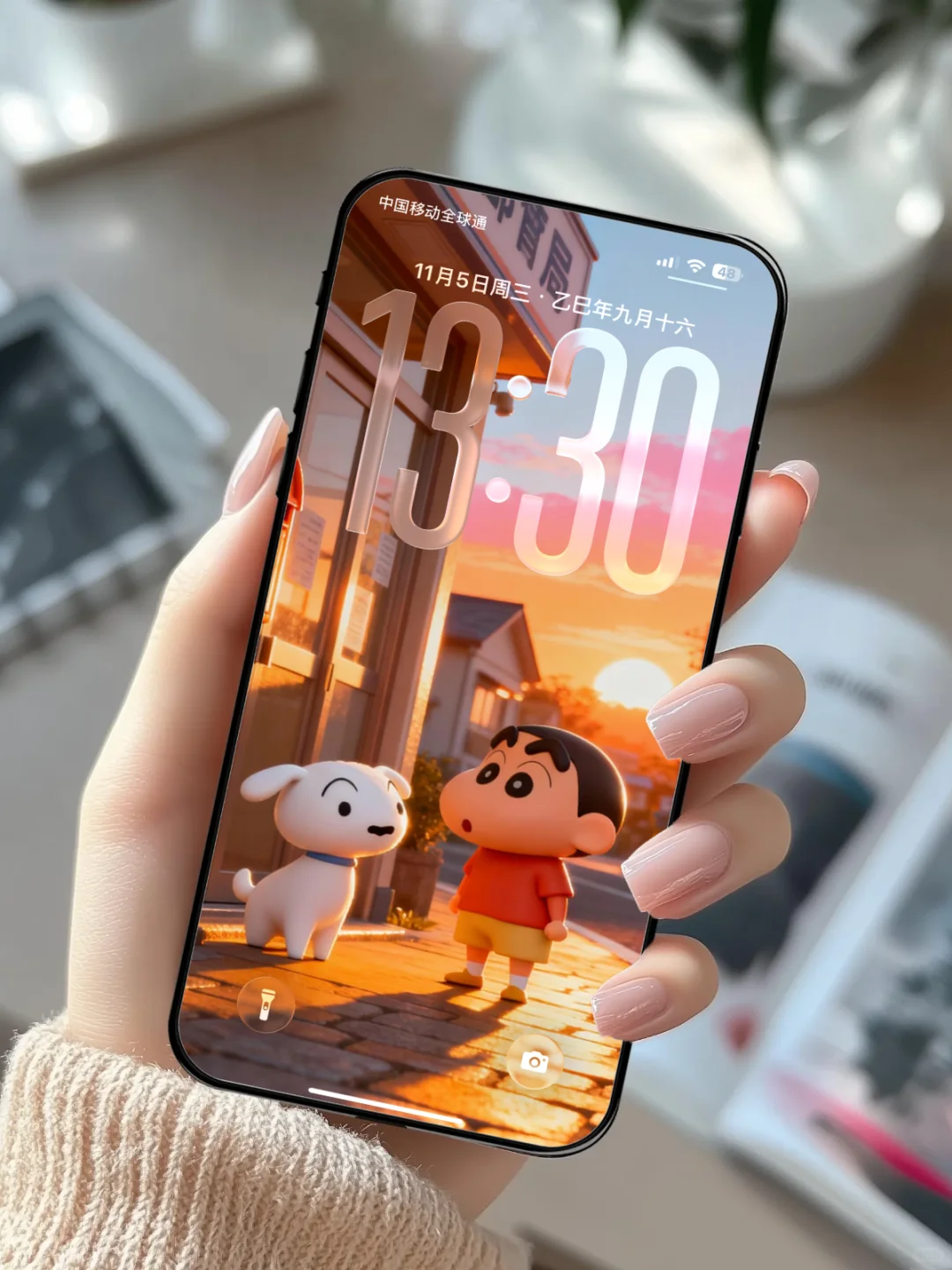 蜡笔小新夕阳壁纸 治愈又好看