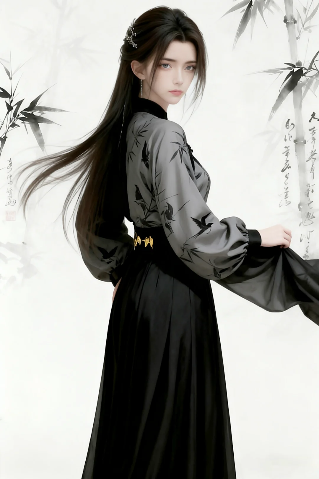 油墨画中的奶琪