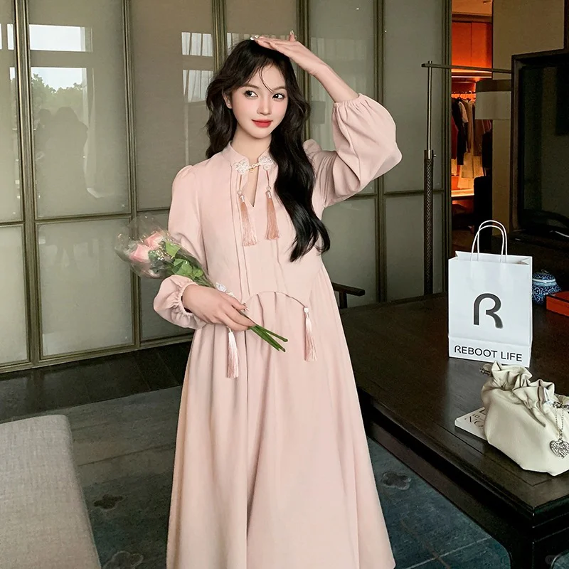 新中式粉色娇嫩连衣裙 留洋大小姐