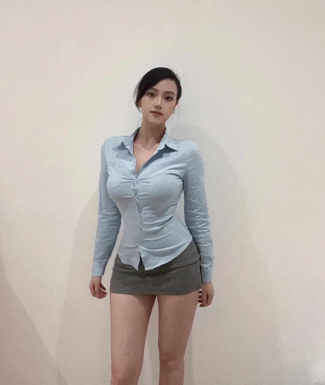 OL风穿搭 蓝色衬衫真的太好看啦