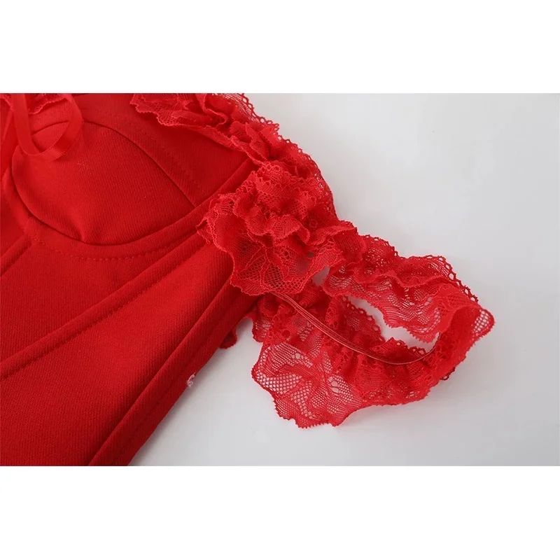 🎀红色蕾丝鱼骨胸衣🎀超百搭！超高级！30➕！