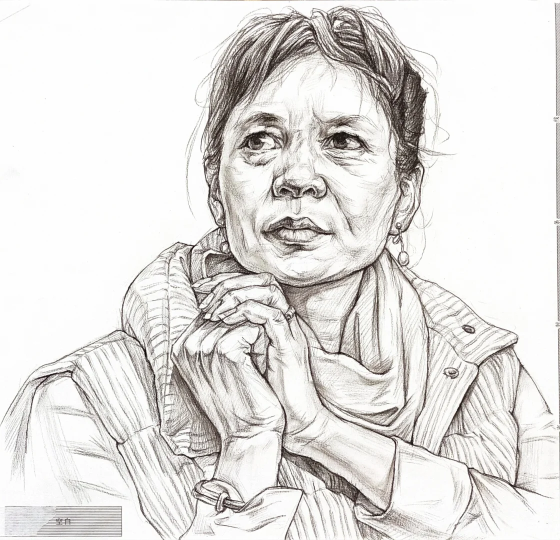 线性素描女中年