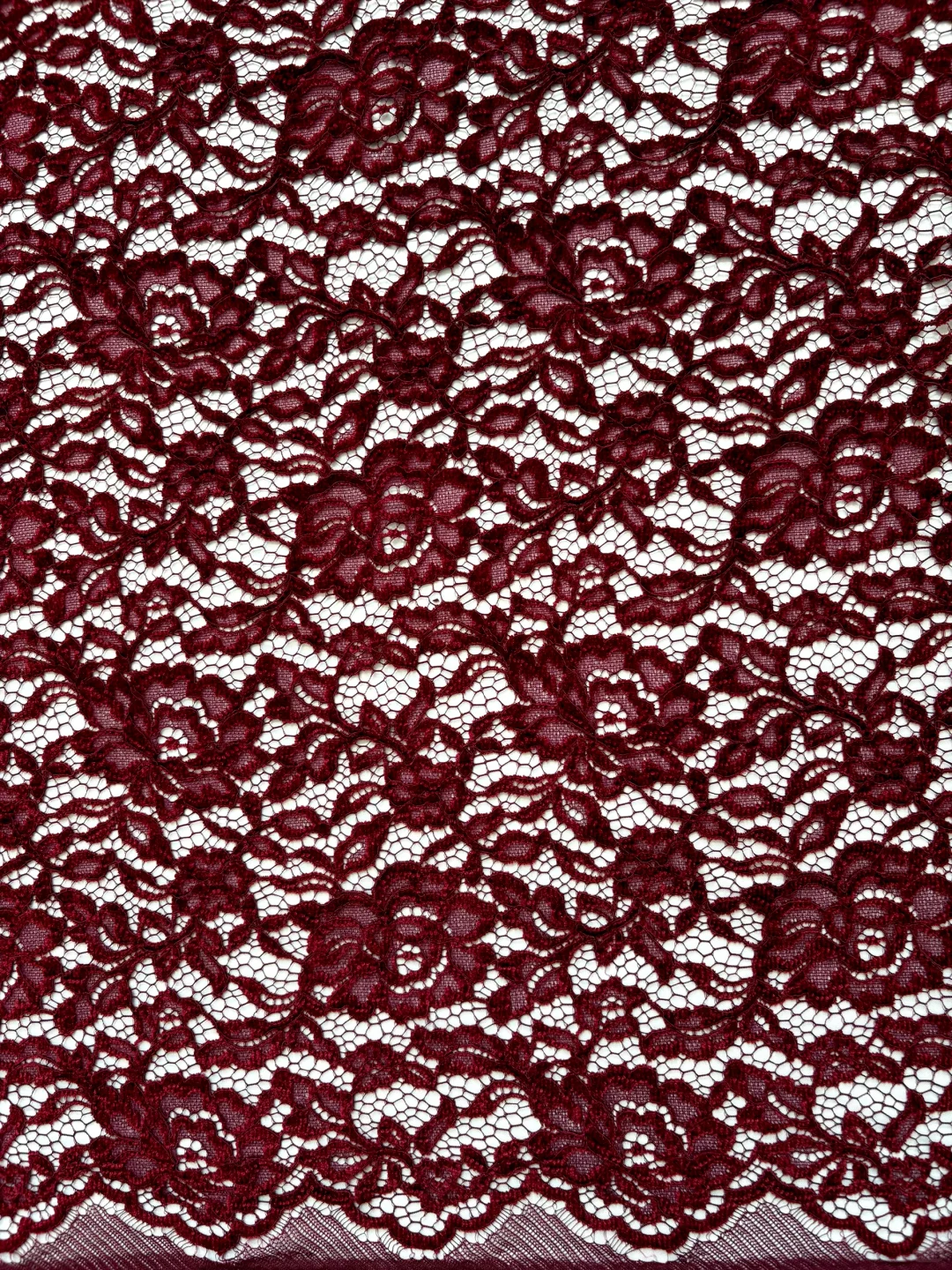玫瑰花蕾丝｜复古红雪尼尔蕾丝