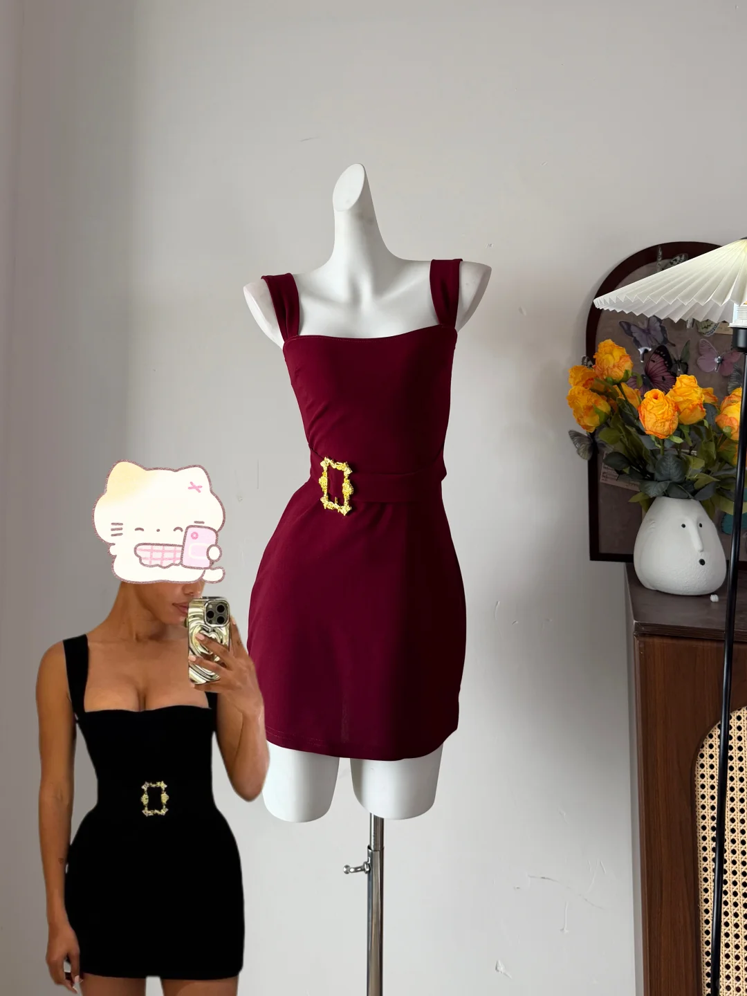 捡漏！！才30💰的勃垦第红掐腰包臀裙！好美！！