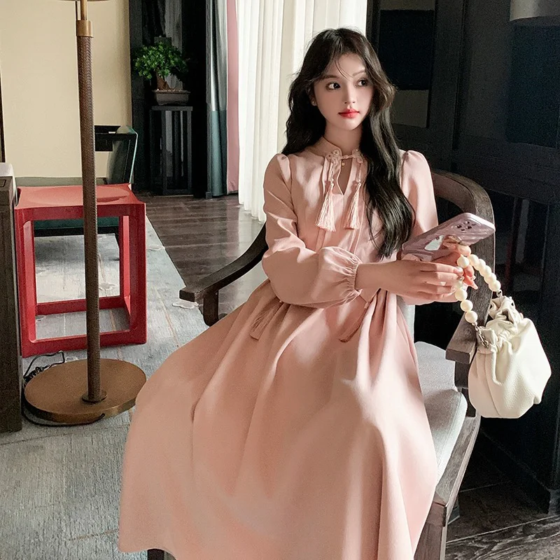 新中式粉色娇嫩连衣裙 留洋大小姐