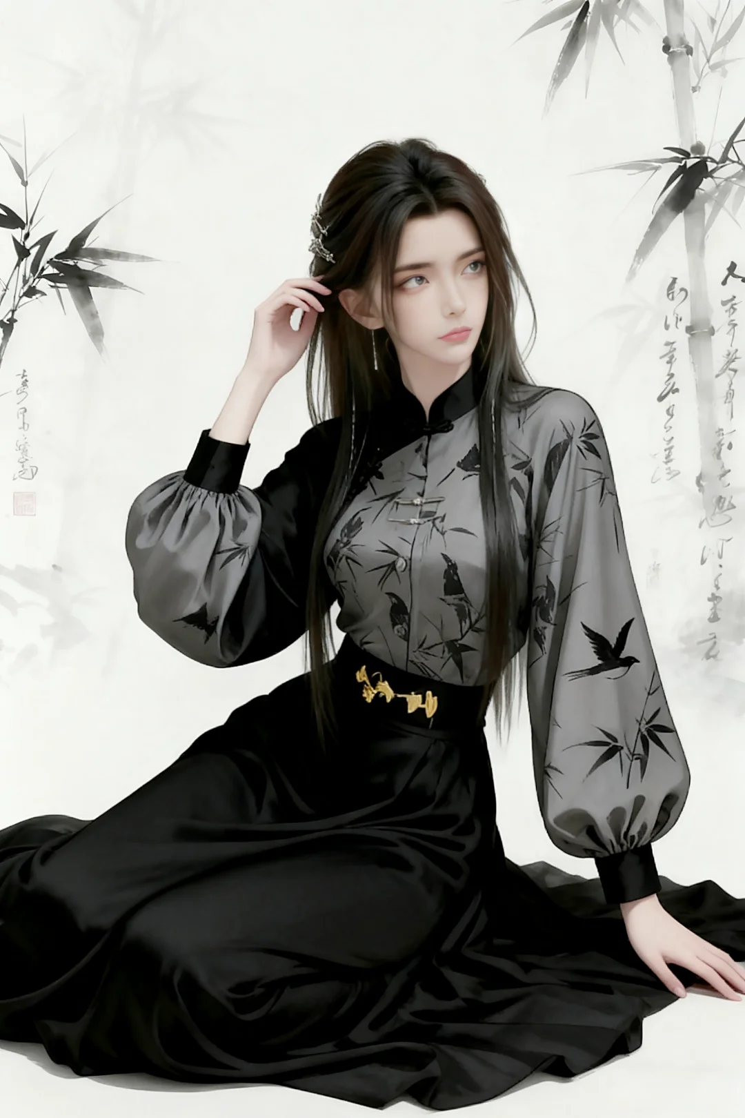 油墨画中的奶琪