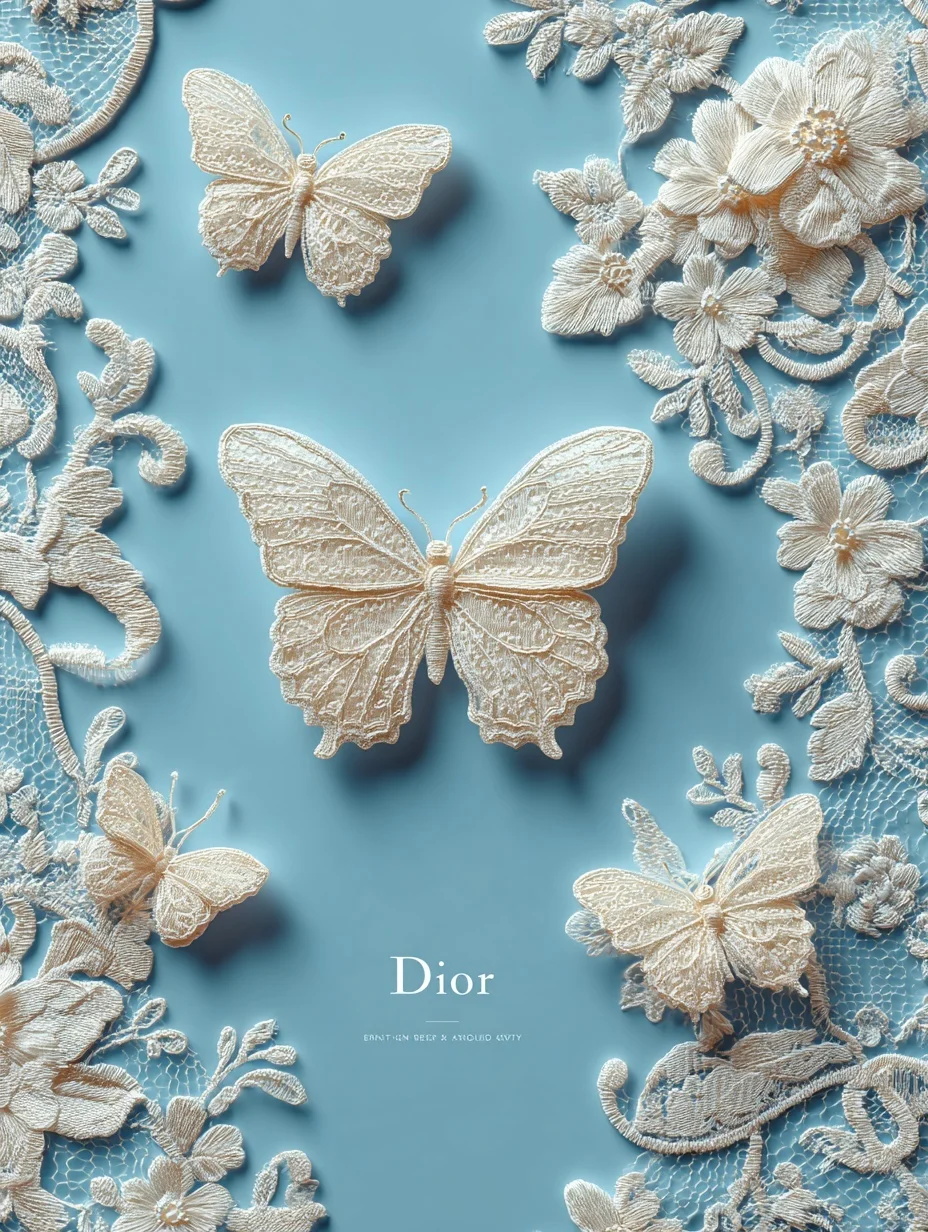 蕾丝蝴蝶 时尚海报 单色设计 3d立体风格