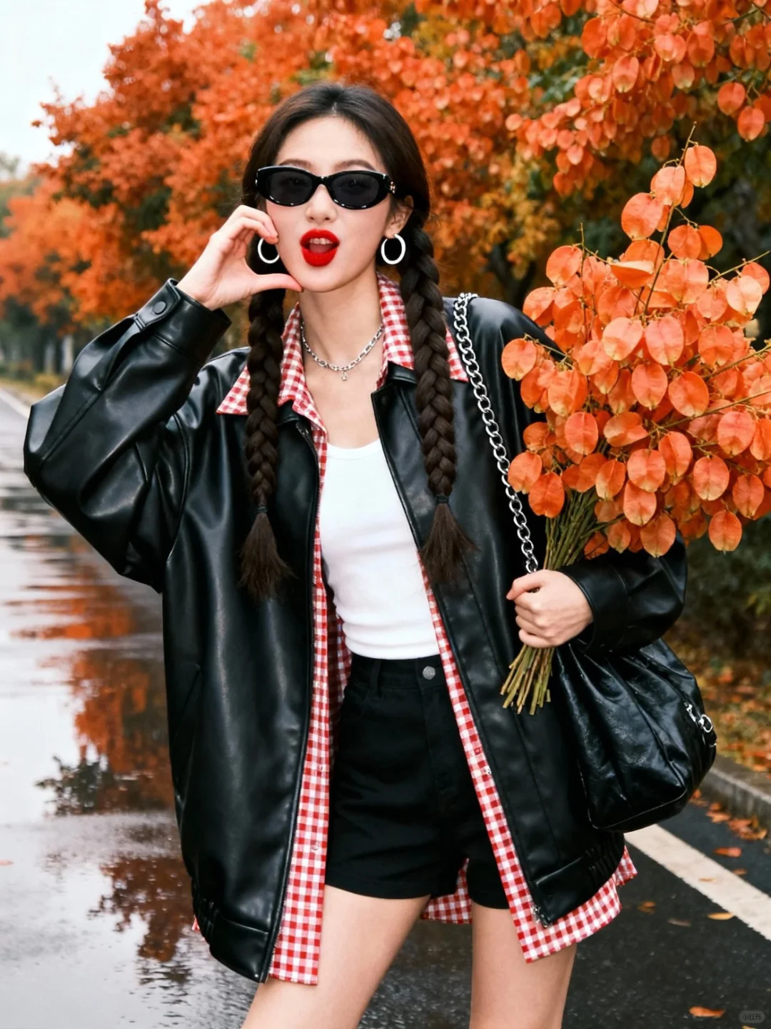 AI咒语|秋日酷飒甜心女孩，碾压式穿搭