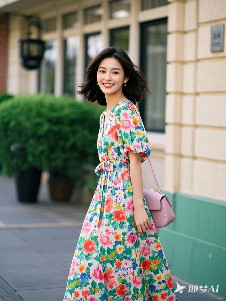 春季穿搭｜这件印花长裙也太春天了吧