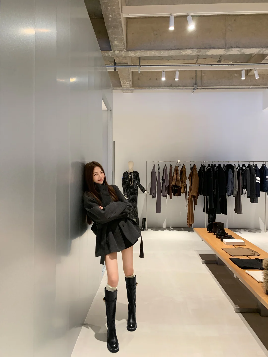 冬日腿精女孩☕扣子长靴的时髦感好顶！