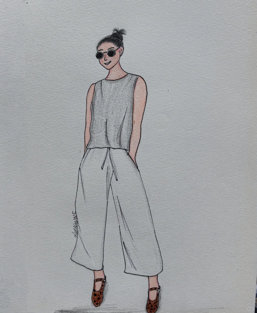 今日份松弛感穿搭插画 画瑜伽好友美妞～