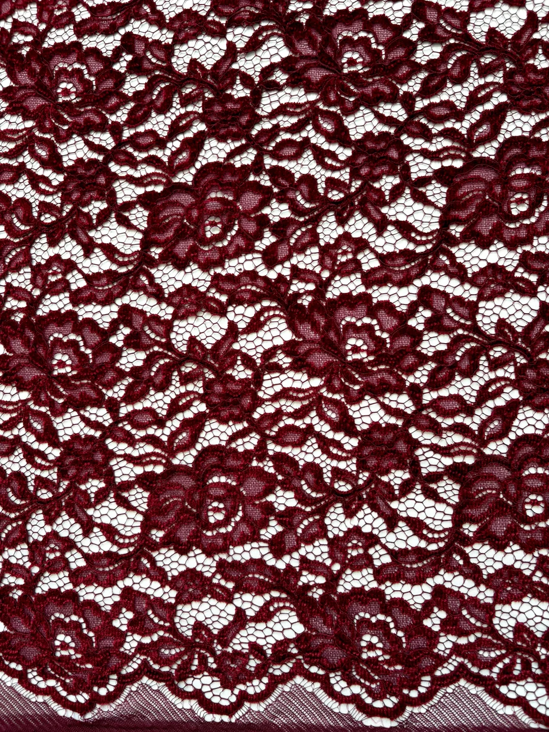 玫瑰花蕾丝｜复古红雪尼尔蕾丝