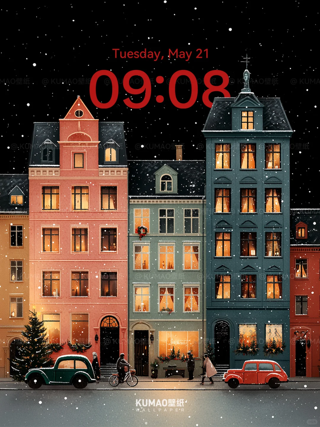 冬日小镇｜温馨街道圣诞氛围渐浓｜艺术壁纸