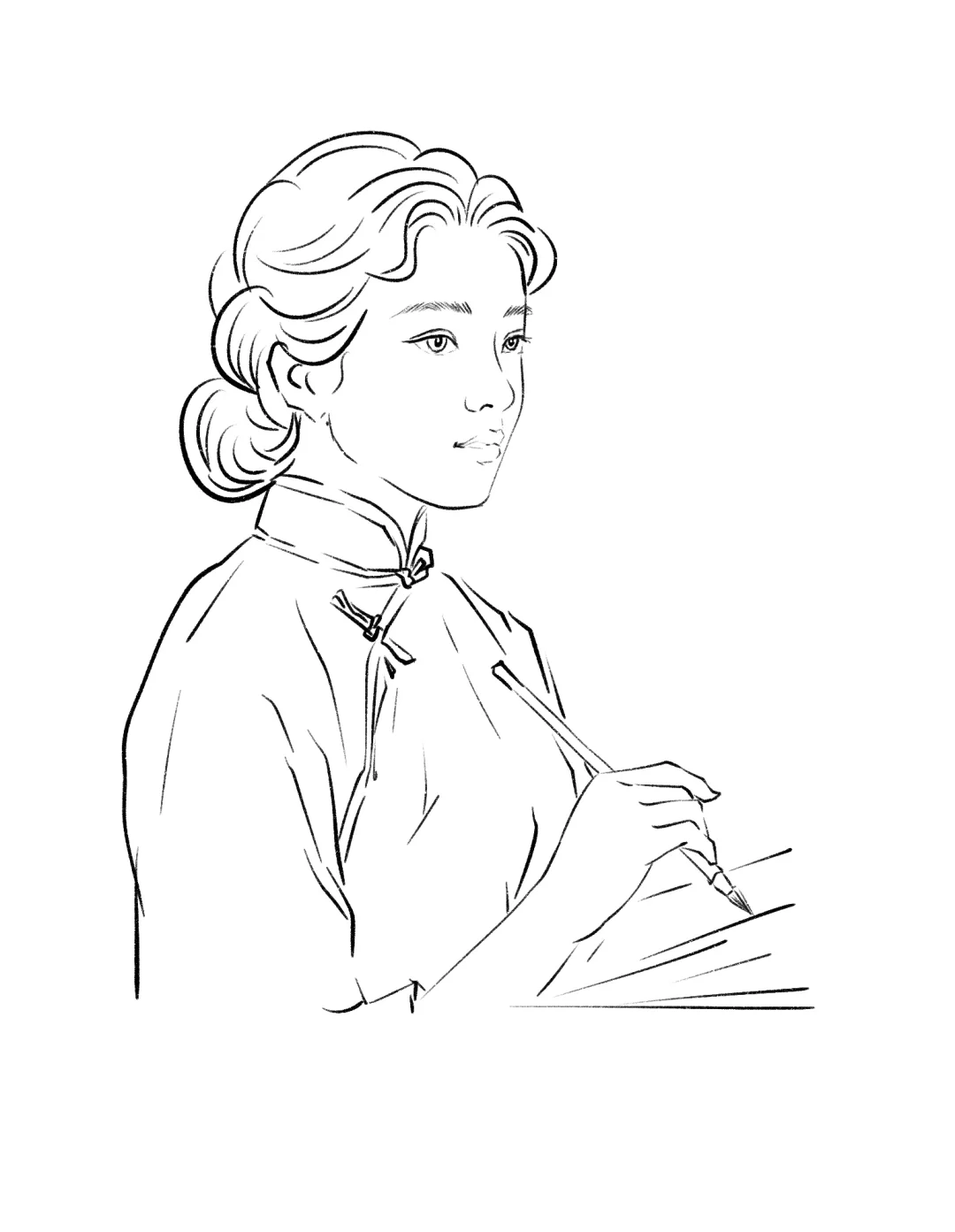 哎呀，线稿美女简单画