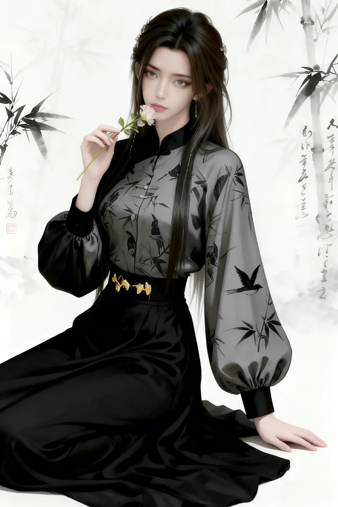 油墨画中的奶琪