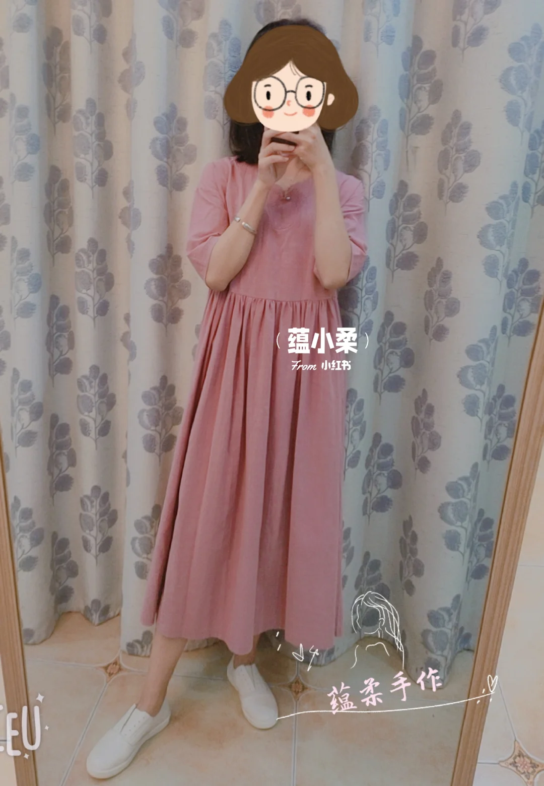 粉色娇嫩，是属于春天的亚麻裙呀