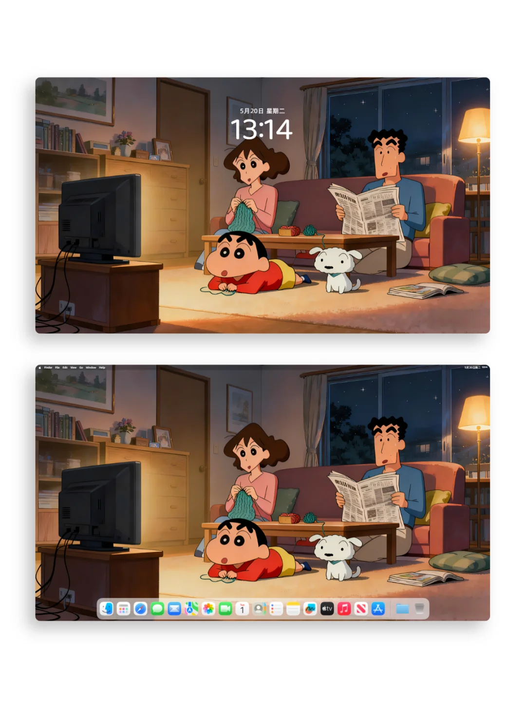 壁纸｜小新一家的温馨夜晚✨