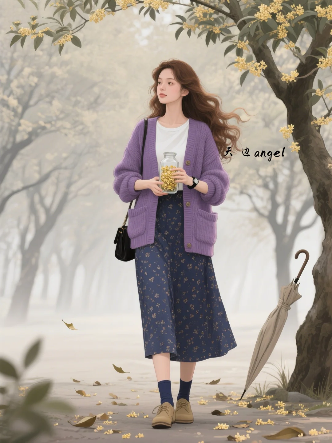 早秋穿搭|碎花裙和金簌簌桂花撞了个满怀