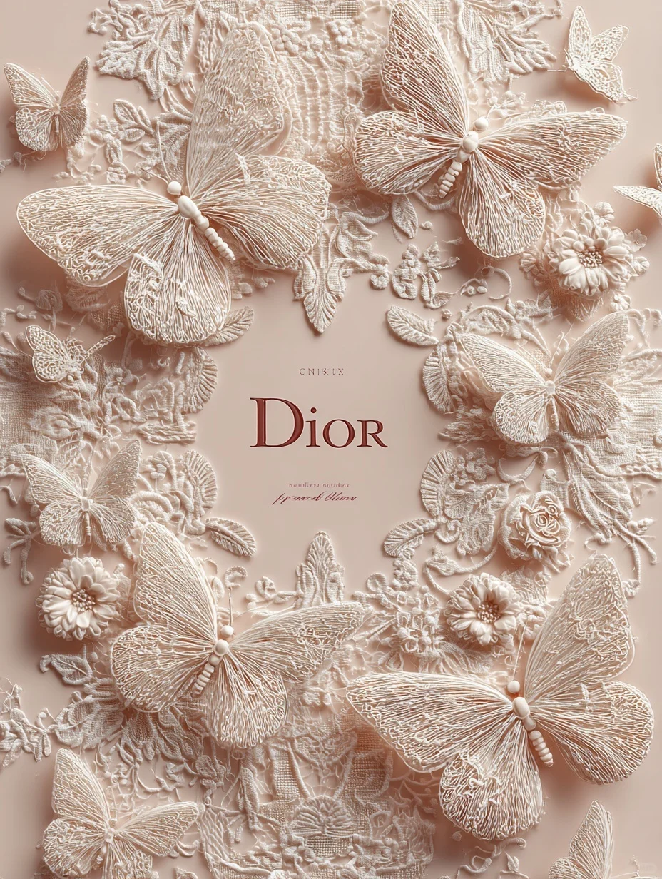 蕾丝蝴蝶 时尚海报 单色设计 3d立体风格