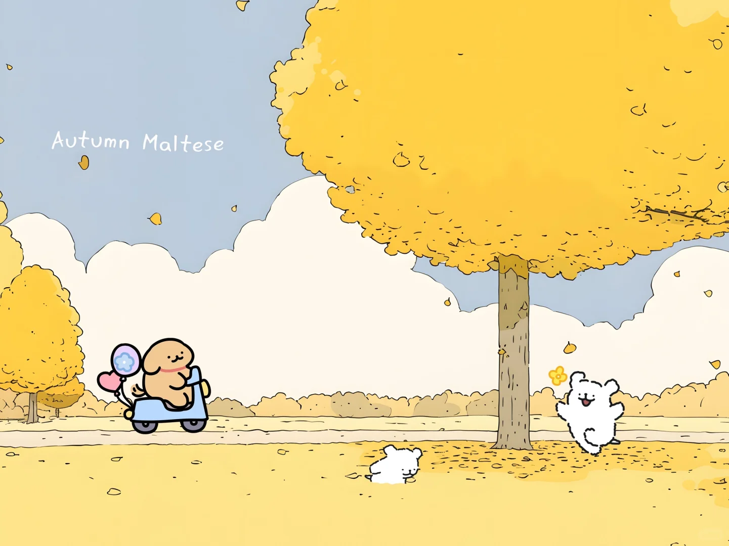 线条小狗iPad壁纸｜柿光流年